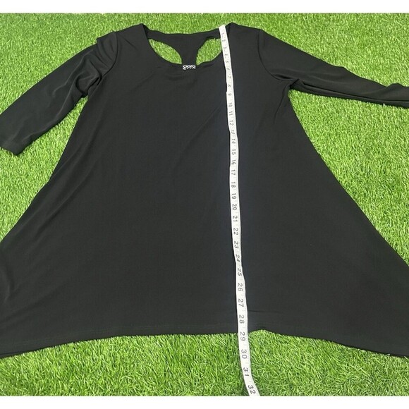Clara Sun Woo Women’s 3/4 Sleeve Black Top Size Small Cut Out Asymmetrical hem - Picture 5 of 8